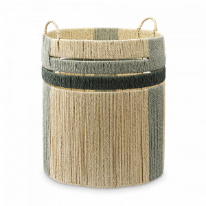 Корзина плетеная Bongo Sage, размер M, шпагат, металл, бежевый, серия Ethnic, TKANO, Россия, Органайзеры для хранения