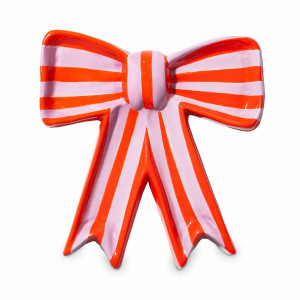 Поднос декоративный, 18.5 х 20 см, керамика, красный, серия Bow, DOIY, Испания, Подносы