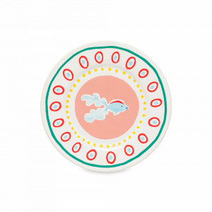 Тарелка закусочная Guppy fish, 22 см, керамика, белый, декор, серия Summer Bliss, COSTA NOVA, Португалия, Тарелки праздничные