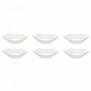 Набор из 6-ти порционных салатников, 19 см, фарфор, белый, золотой, серия Белый узор, BERNADOTTE, Чехия, НОВИНКИ