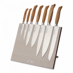 Набор кухонных ножей, 7 штук, на магнитной подставке ComposeEat, серия Ergo Line Olive, BERGER CUTLERY, Германия, Набор кухонных ножей премиум