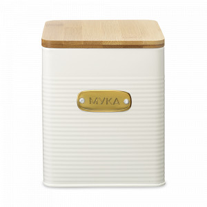 Банка квадратная для хранения муки, 3.2 л, углеродистая сталь, бамбук, кремовый, серия Irmel, SMART SOLUTIONS, Россия, Irmel SMART SOLUTIONS