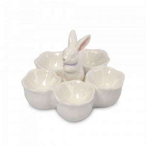 Блюдо для яиц, 12 см, 5 ячеек, керамика, белый, декор, серия Bunny, ANNA LAFARG, Китай, Bunny ANNA LAFARG