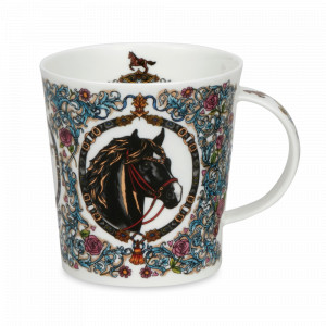 Кружка «Вороной жеребец», 320 мл, костяной фарфор, белый, декор, серия Lomond, DUNOON, Великобритания, Дорогие кружки