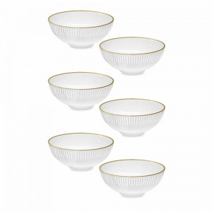 Набор из 6-ти порционных салатников Gold, 13 см, фарфор, белый, золотой, серия Nastia, FALKENPORZELLAN, Германия, Салатники фарфоровые белые