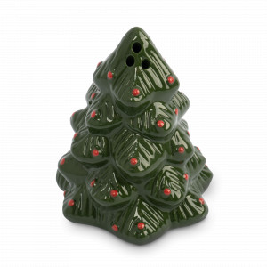 Емкость для соли или перца «Елка», 7 см, керамика, зелено-красная, рельеф, серия New Year, ANNA LAFARG, Китай, Солонки и перечницы