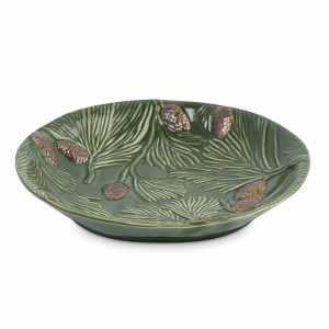 Блюдо круглое «Шишки на еловой ветке», 26 см, керамика, зеленый, рельеф, серия New Year, ANNA LAFARG, Китай, New Year ANNA LAFARG