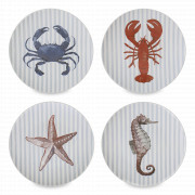 Набор из 4-х закусочных тарелок Aquarium, 22 см, керамика, мультиколор, серия Sea treasures, TKANO, Россия, Тарелки круглые