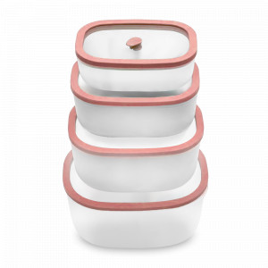 Набор из 4-х вакуумных контейнеров, 0,5 л, 0,9 л, 1,4 л, 2,3 л, полипропилен, стекло, оранжевый, серия Fresco, STATUS, Словения, STATUS (Словения)