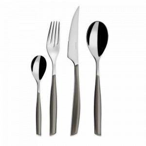 Набор столовых приборов на 6 персон, 24 предмета, нержавеющая сталь 18/10, пластик SAN, серебристый, серия Glamour, BUGATTI Cutlery, Италия, BUGATTI CUTLERY (Италия)