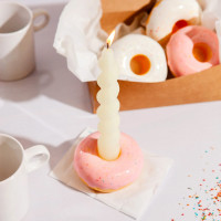 Подсвечник на одну свечу Donut, 7 см, керамика, розовый, серия Fast Food, DOIY, Испания_00819740050675518423.jpg