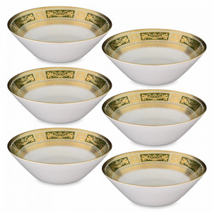 Набор из 6-ти салатников Green Mint Gold, 19 см, фарфор, зеленый, золотой, серия Diadem, FALKENPORZELLAN, Германия, Наборы фарфоровых салатников