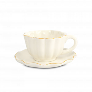 Пара чайная, 370 мл, керамика с золотистым кантом, серия Blossom, ANNA LAFARG, Китай, Белые чайные пары