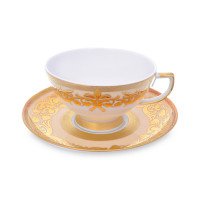 Набор из 6-ти чайных пар Creme Gold, 220 мл, фарфор, бежевый, золотой, серия Constanza Natalia, FALKENPORZELLAN, Германия_00816320064170767639.jpg