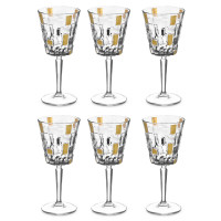 Набор из 6-ти бокалов для вина Gold, 280 мл, хрустальное стекло, серия Etna, RCR, Италия