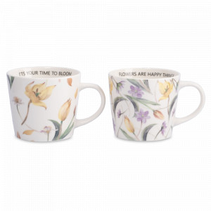 Набор из 2-х кружек Летящие цветы, 430 мл, фарфор, белый, декор, серия Flora, ANNA LAFARG, Китай, НОВИНКИ