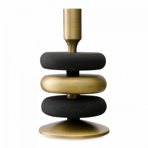 Подсвечник на одну свечу, 20 см, металл, черный, золотистый, серия Stone, BERGENSON BJORN, Великобритания, Подсвечники и канделябры
