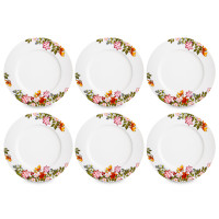 Набор из 6-ти тарелок обеденных, 27 см, фарфор, белый, декор, серия Майя, MIX&MATCH HOME, Китай