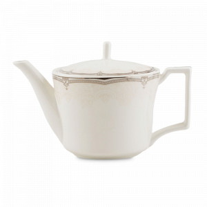 Чайник заварочный, 1250 мл, фарфор, белый, золотая отводка, серия Amalia, REPAST, Чехия, Белые фарфоровые заварочные чайники