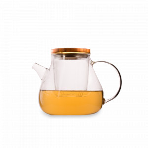 Чайник заварочный с ситечком, 900 мл, боросиликатное стекло, бамбук, SAMADOYO, Китай, Китайские заварочные чайники