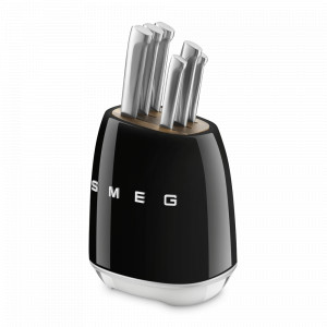 Набор из 6-ти ножей на подставке, нержавеющая сталь, пластик, черный, SMEG, Италия, Набор ножей