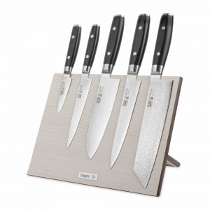 Набор кухонных ножей, 5 штук, на магнитной подставке ComposeEat (белая), серия RAN, YAXELL, Япония, YAXELL (Япония)