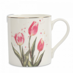 Кружка Тюльпаны, 380 мл, фарфор, белый с золотистым кантом, серия Bouquet, ANNA LAFARG, Китай, Bouquet ANNA LAFARG