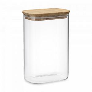 Банка для хранения, 1.3 л, боросиликатное стекло, акация, прозрачный, серия Glass Acacia, SMART SOLUTIONS, Китай, Емкости для хранения сыпучих продуктов