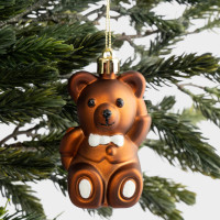 Украшение новогоднее - подвес Мишка, 4 х 8 см, пластик, коричневый, серия New Year, ANNA LAFARG, Китай_00821000057171469282.jpg