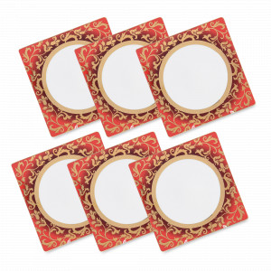 Набор из 6-ти квадратных обеденных тарелок Bordeaux Gold, 27 см, фарфор, бордовый, золотой, серия Tosca, FALKENPORZELLAN, Германия, Прямоугольные тарелки для сервировки