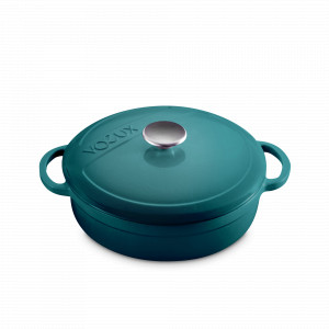 Кастрюля с крышкой низкая, 24 см, 3.6 л, чугун, бирюзовый, серия Profond, VOEUX, Франция, VOEUX (Франция)