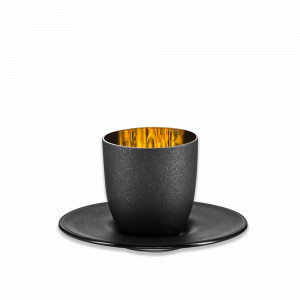 Чашка с блюдцем Gold, 100 мл, бессвинцовый хрусталь, черный с золотом, серия Cosmo, EISCH, Германия, EISCH (Германия)