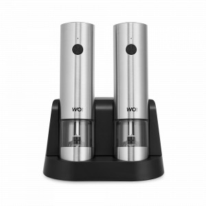 Набор из 2-х мельниц электрических для соли и перца на подставке, 22 см, подсветка, зарядка USB, серия Santana, WO HOME, Германия, Мельницы для специй