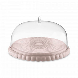 Блюдо для торта с крышкой, пластик SAN, 30 см, серо-бежевый, серия Tiffany, GUZZINI, Италия, GUZZINI (Италия)