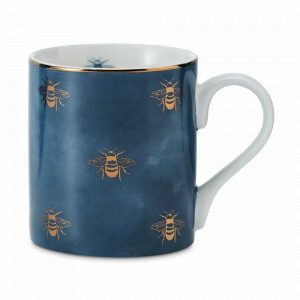 Кружка Bees, 280 мл, фарфор, синий, золотистый, серия Mikasa Hampton, KITCHEN CRAFT, Великобритания, Kitchen Craft Mikasa Hampton