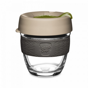 Кружка дорожная Silverleaf S, объем: 227 мл, материал: закаленное стекло, пластик, силикон, цвет: бежевый, серия Brew, KEEPCUP, Австралия, KEEPCUP (Австралия)