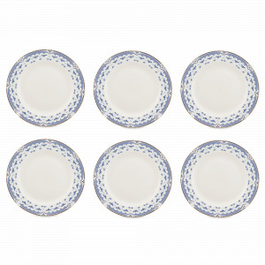 Набор из 6-ти закусочных тарелок, 20 см, фарфор, белый, синий, серия Гжель, REPAST, Чехия, Тарелки REPAST