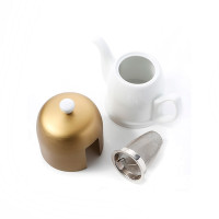 Чайник заварочный с колпаком, 700 мл, фарфор, алюминий, белый, бронзовый, серия Salam, GUY DEGRENNE, Франция_00802430053818994391.jpg