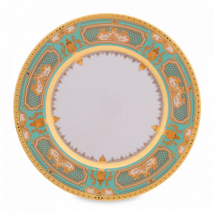 Тарелка обеденная Seladon Gold, 28 см, фарфор, оливковый, золотой, серия Constanza Donna, FALKENPORZELLAN, Германия, Фарфоровые тарелки