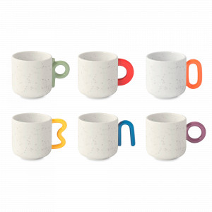 Набор кружек, 6 предметов, 100 мл, фарфор, мультиколор, серия Creative, EASY LIFE (R2S), Италия, Чайные наборы на 6 персон
