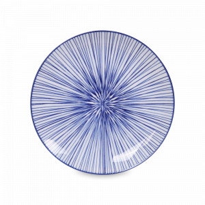 Тарелка обеденная Lines, 25.7 см, фарфор, белый, синий, серия Nippon Blue, TOKYO DESIGN, Нидерланды, Тарелки обеденные