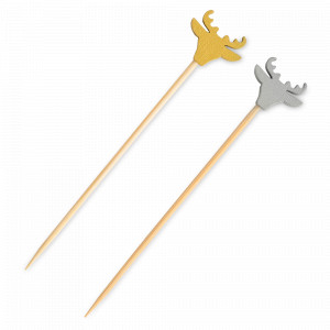 Набор из 20-ти шпажек для канапе «Олень», 9 см, бамбук, серебристая/золотистый, серия New Year, ANNA LAFARG, Китай, Кухонные принадлежности ANNA LAFARG