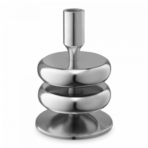 Подсвечник на одну свечу, 17 см, металл, серебристый, серия Stone, BERGENSON BJORN, Великобритания, Подсвечники и канделябры