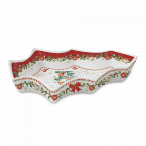 Блюдо сервировочное Ель, 28 х 21 см, фарфор, серия Christmas Heritage, EASY LIFE (R2S), Италия, Новогодняя коллекция