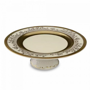 Блюдо для торта Cream Gold, 32 см, фарфор, бежевый, золотой, серия Constanza 9320, FALKENPORZELLAN, Германия, Скидка до -30% на фарфор FALKENPORZELLAN