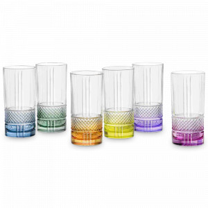 Набор из 6-ти высоких стаканов, 360 мл, хрустальное стекло, мультиколор, серия Brilliance, RCR, Италия, Скидка -35% на итальянское стекло RCR
