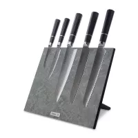 Набор кухонных ножей, 5 штук, на магнитной подставке, серия Octa Damascus, HEIMCUT, Россия, 