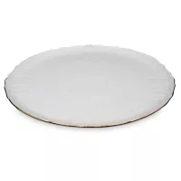 Блюдо для пиццы, 32 см, фарфор, белый, золотой, серия Белый узор, BERNADOTTE, Чехия, 