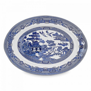 Блюдо овальное, 25.4 см, фарфор, белый, синий, серия Blue Willow, GRACE BY TUDOR, Великобритания, Блюда из фарфора