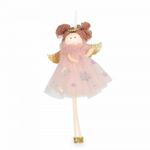 Украшение новогоднее - подвес Ангел, 17 см, пенопласт/полиэстер, розовый, золотистый, серия New Year, ANNA LAFARG, Китай, Новогодний Декор ANNA LAFARG
